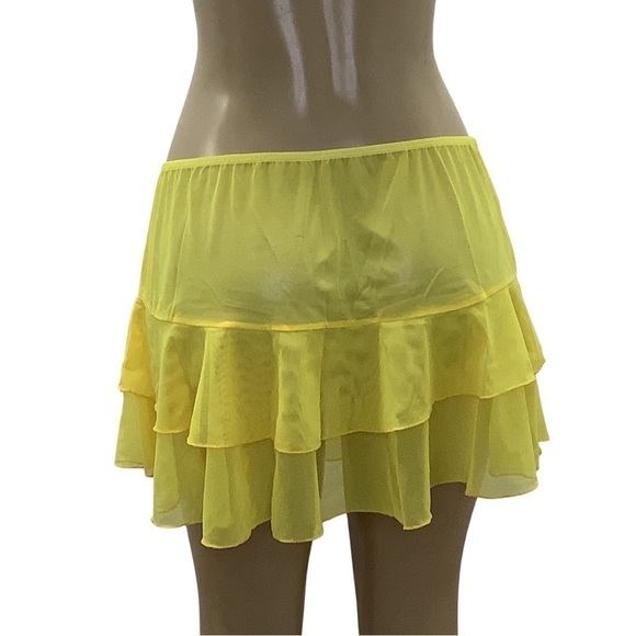 Under the Sun Mesh Ruffle Skirt Mesh Yellow Skirt Size Extra Large New With Tags - Picture 4 of 5
